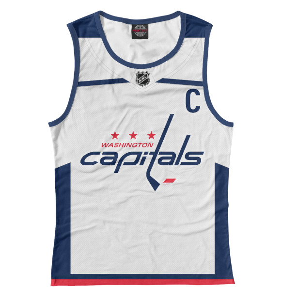 Майка для девочки с изображением Овечкин Форма Capitals Гостевая 2018 цвета Белый