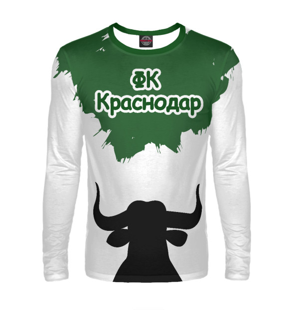 Мужской лонгслив с изображением ФК краснодар цвета Белый