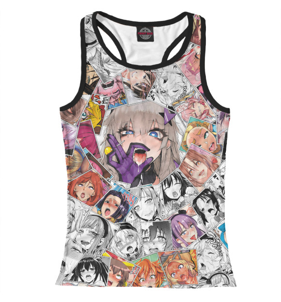 Женская майка-борцовка с изображением Ahegao завихрение цвета Белый