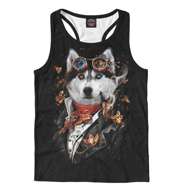 Мужская майка-борцовка с изображением Джентельмен цвета Белый