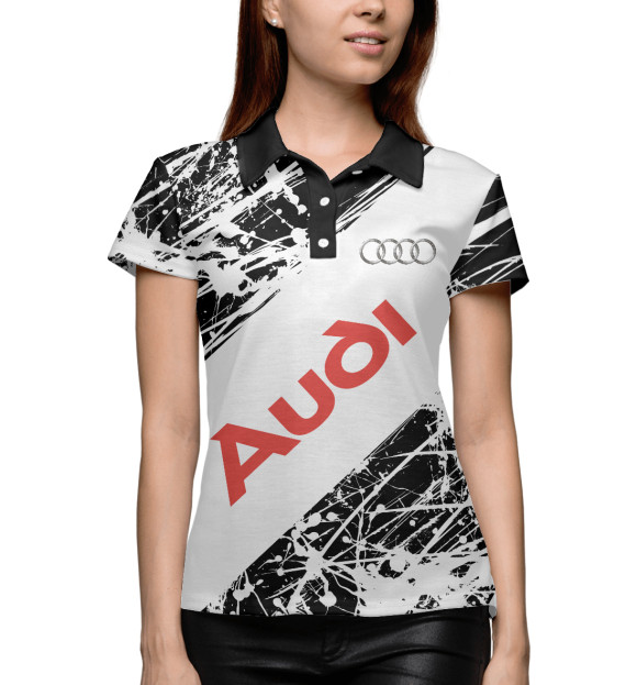 Женское поло с изображением Audi цвета Белый