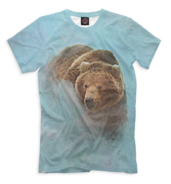 Мужская футболка с изображением Медведь в тумане цвета Серый
