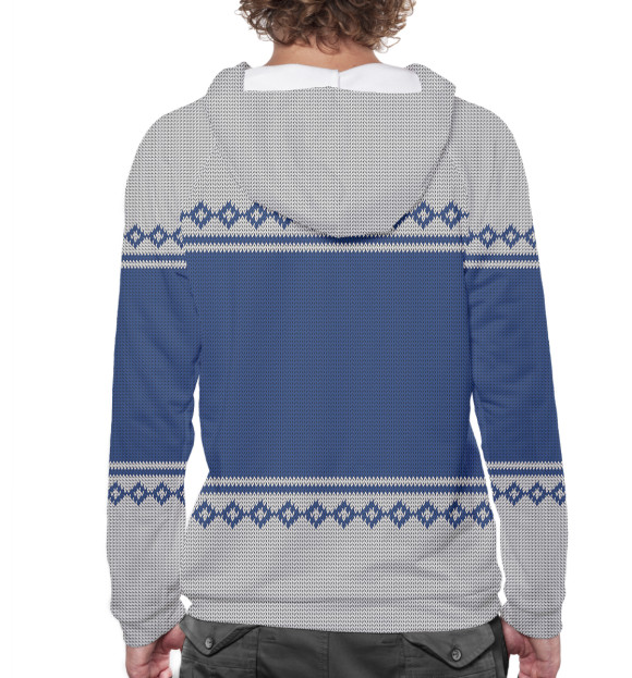 Мужское худи с изображением Свитер с оленями цвета Белый