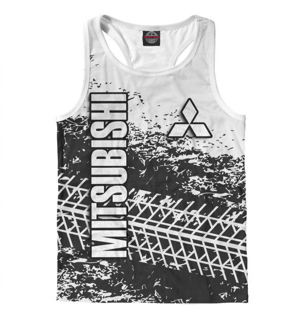 Мужская майка-борцовка с изображением Mitsubishi цвета Белый