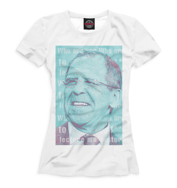 Женская футболка с изображением Сергей Лавров цвета Белый