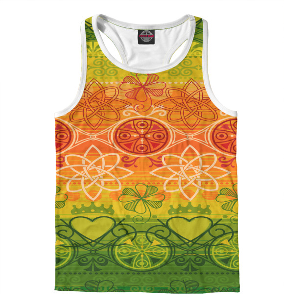 Мужская майка-борцовка с изображением Азиатские мотивы цвета Белый