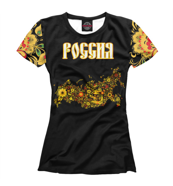 Женская футболка с изображением Россия Хохлома цвета Белый