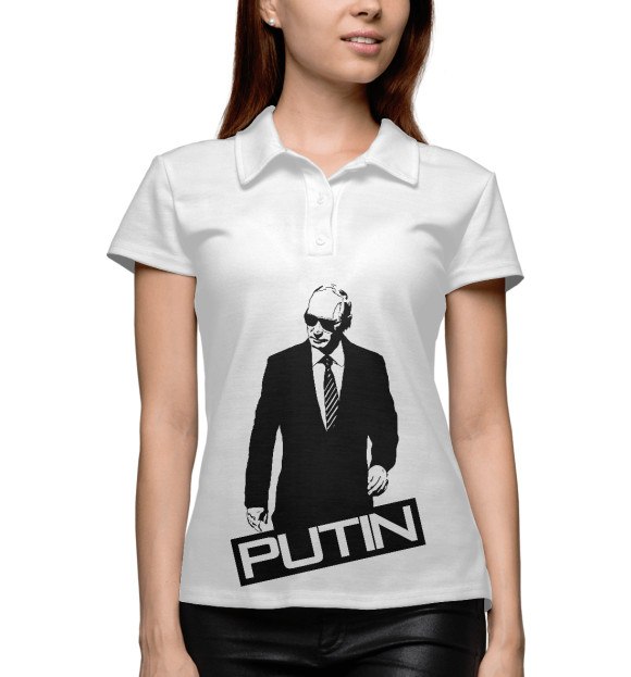Женское поло с изображением Путин цвета Белый
