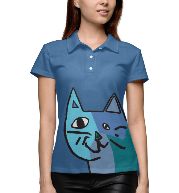 Женское поло с изображением Picasso Cat цвета Белый