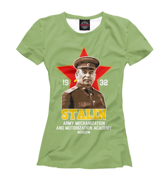 Женская футболка с изображением Военная академия механизации и моторизации РККА имени Сталина цвета Белый