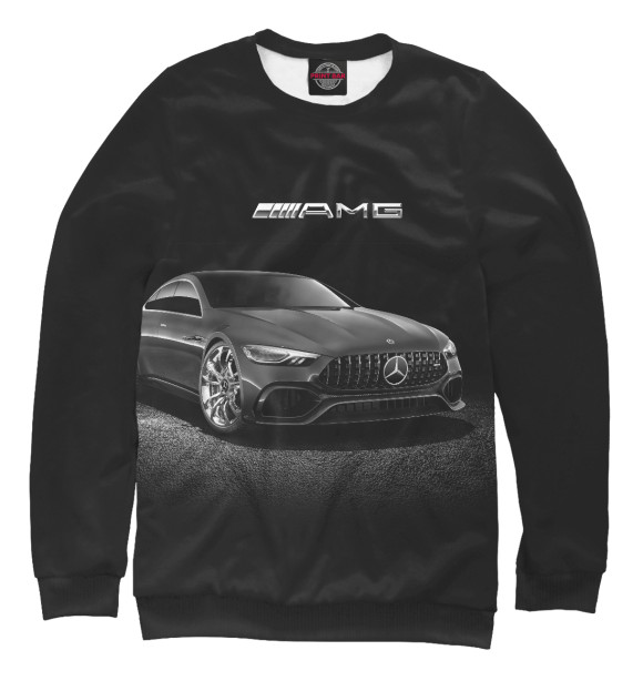 Свитшот для девочек с изображением AMG Gray цвета Белый