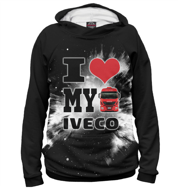 Женское худи с изображением I love my IVECO цвета Белый