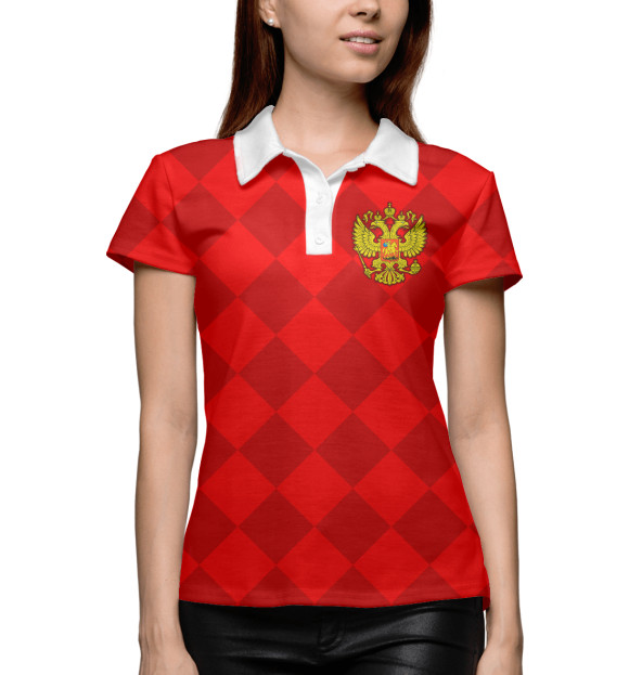 Женское поло с изображением Сборная России цвета Белый