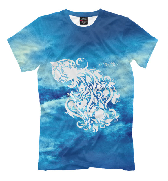 Мужская футболка с изображением Водолей цвета Грязно-голубой