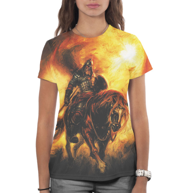 Женская футболка с изображением Богатырь цвета Белый