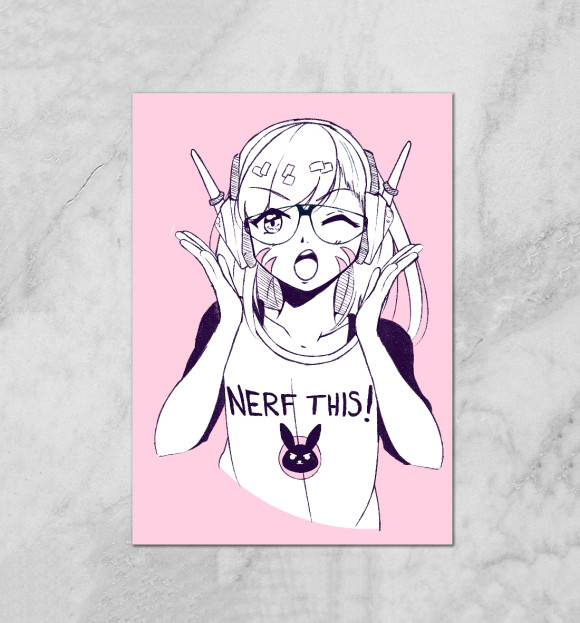 Плакат с притом D.Va цвета Белый Плакат с изображением D.Va цвета Белый