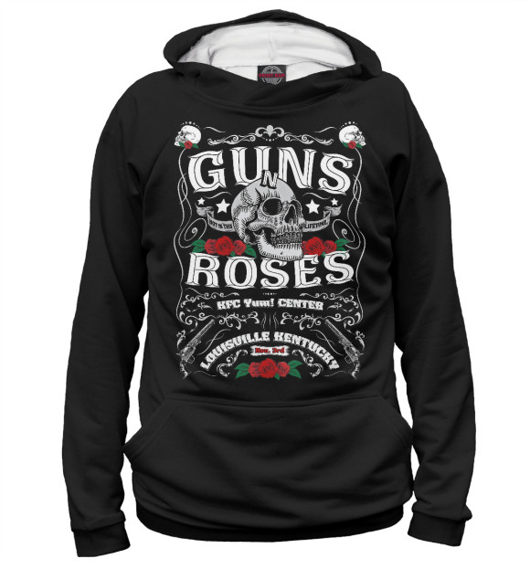 Мужское худи с изображением Guns N` Roses цвета Белый