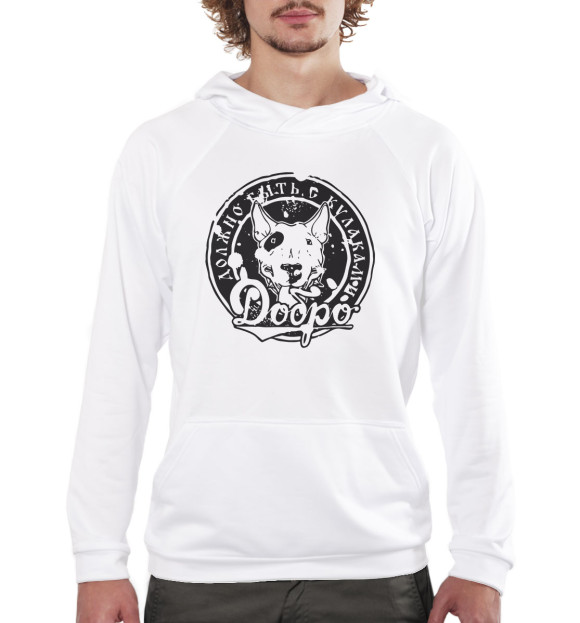 Мужское худи с изображением Добро должно быть с кулаками цвета Белый