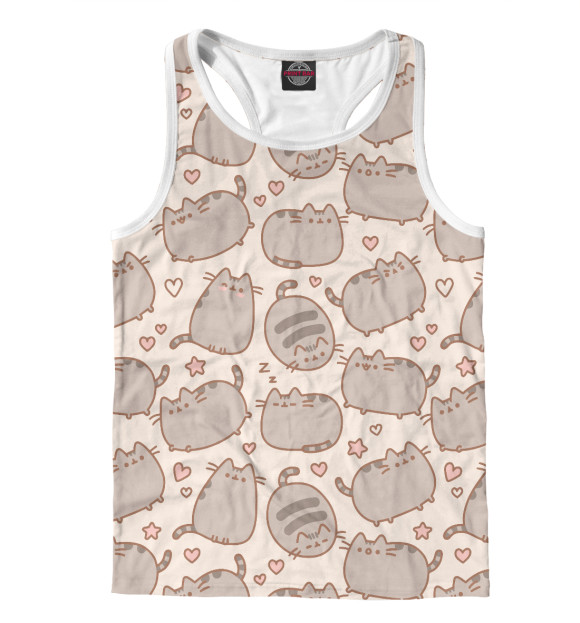 Мужская майка-борцовка с изображением Котики цвета Белый