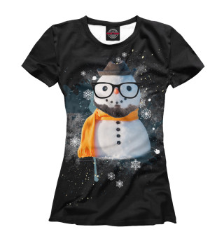 Женская футболка Снеговик хипстер