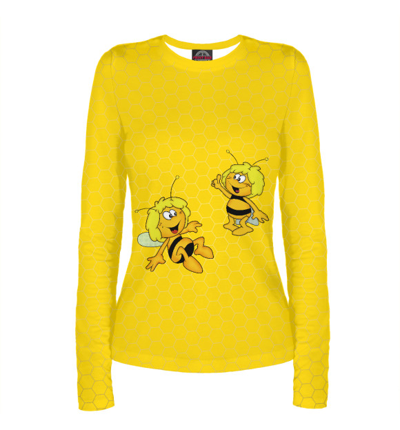Женский лонгслив с изображением Пчелка Майя цвета Белый