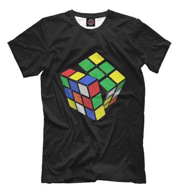 Мужская футболка с изображением Кубик рубик цвета Черный