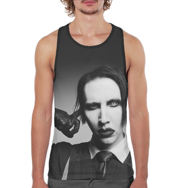 Мужская майка-борцовка с изображением Mаrilyn Manson цвета Белый