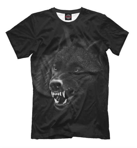 Мужская футболка с изображением Волк. цвета Черный