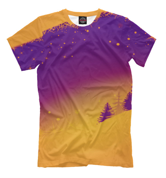 Мужская футболка с изображением Новогодняя сказка цвета Фиолетовый