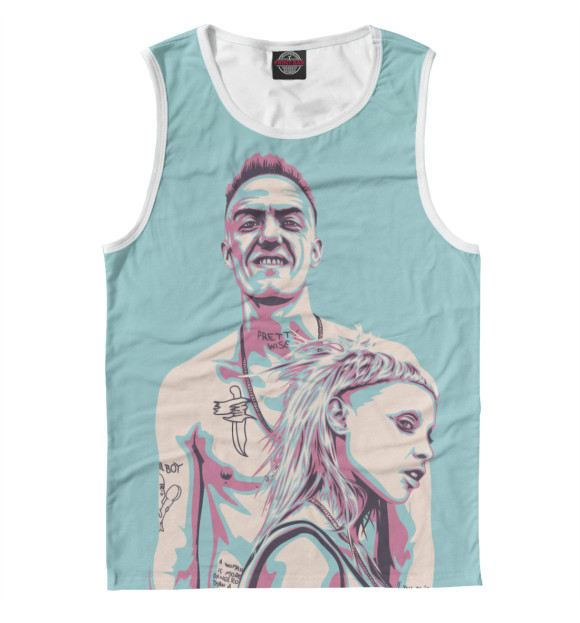 Мужская майка с изображением Die Antwoord: Ninja and Yolandi (Blue) цвета Белый