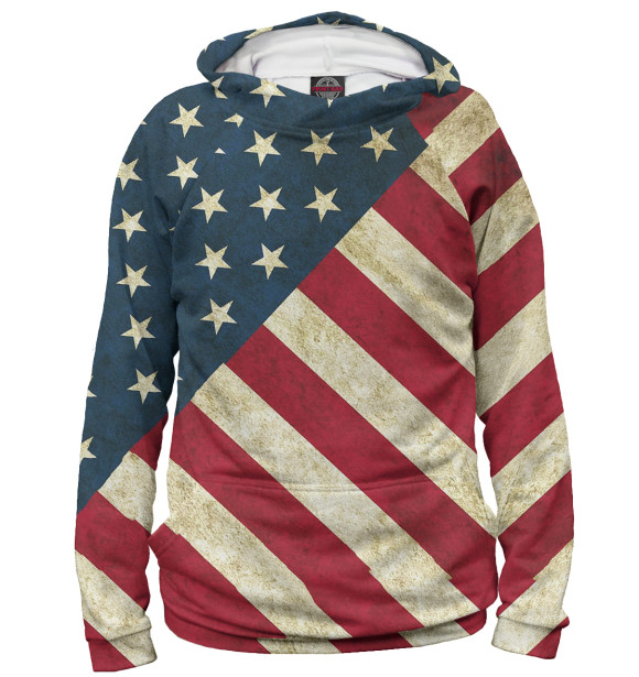 Мужское худи с изображением Флаг США цвета Белый