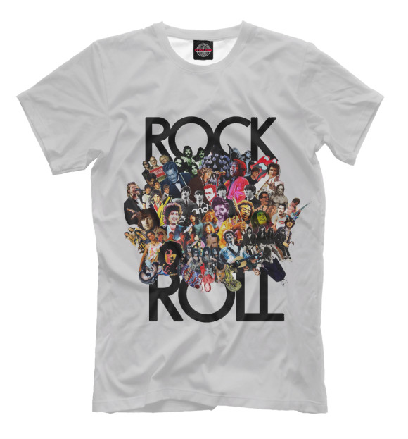 Мужская футболка с изображением Rock-n-Roll цвета Бежевый