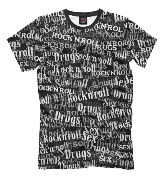Мужская футболка с изображением Sex, Drugs & Rock'n'Roll цвета Серый