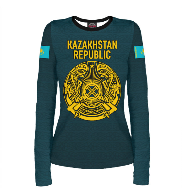 Женский лонгслив с изображением Kazakhstan Republic цвета Белый