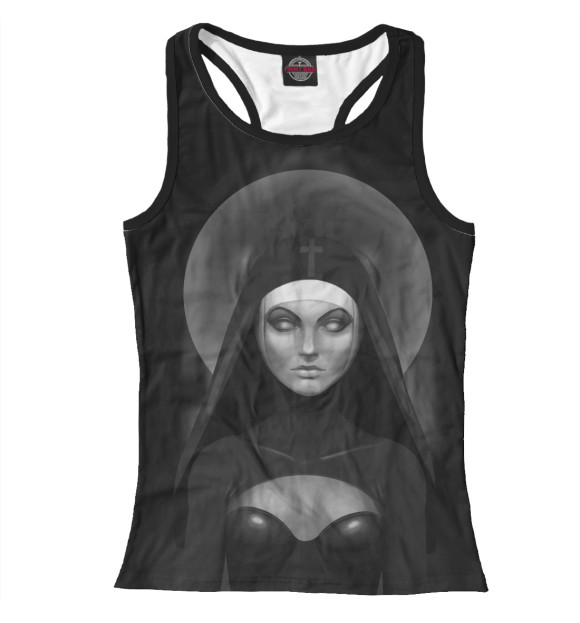 Женская майка-борцовка с изображением Монахиня цвета Белый