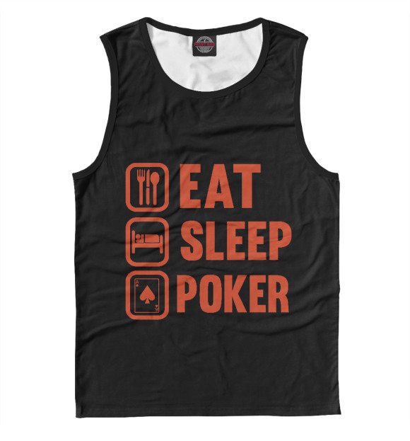 Майка для мальчика с изображением Eat Sleep Poker цвета Белый