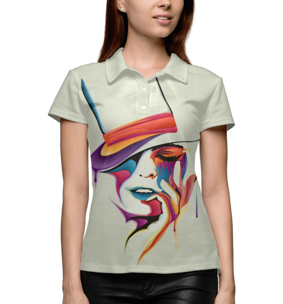 Женское поло с изображением Безумный шляпник цвета Белый