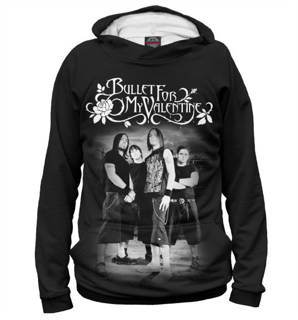 Мужское худи с изображением Bullet For My Valentine цвета Белый