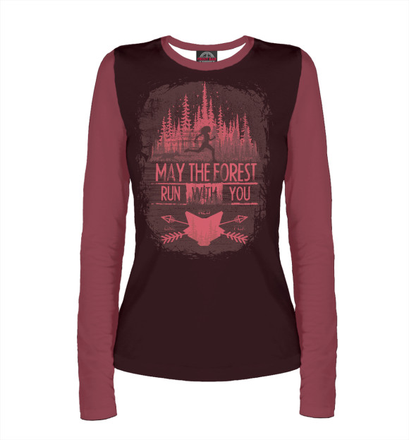 Женский лонгслив с изображением Run цвета Белый