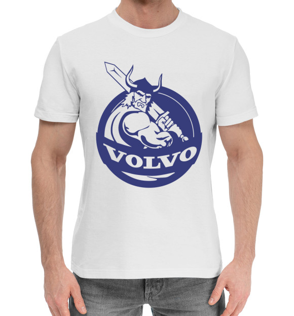 Мужская хлопковая футболка с изображением Volvo цвета Белый