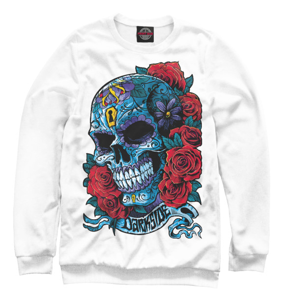 Женский свитшот с изображением Skull&Rose цвета Белый