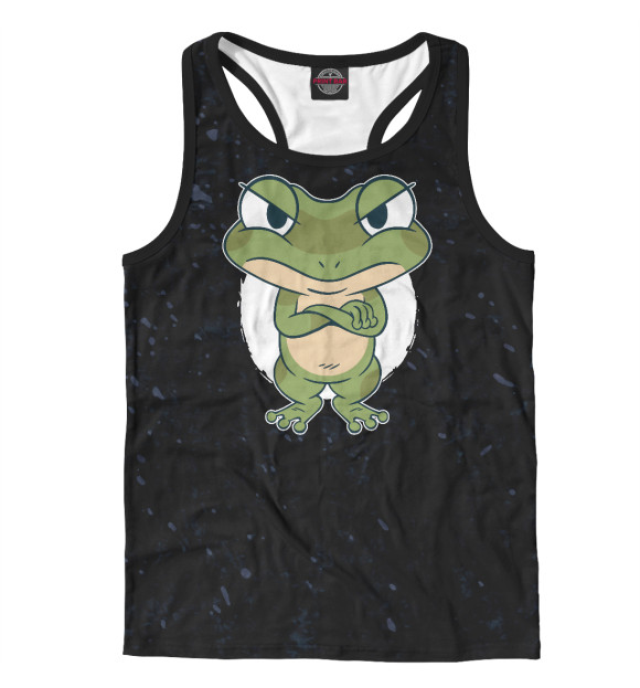 Мужская майка-борцовка с изображением Angry Mad frog цвета Белый