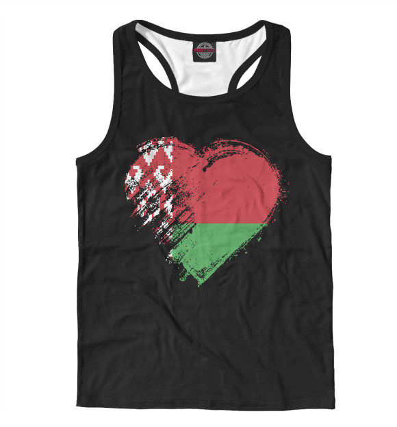 Мужская майка-борцовка с изображением Сердце Беларуси цвета Белый