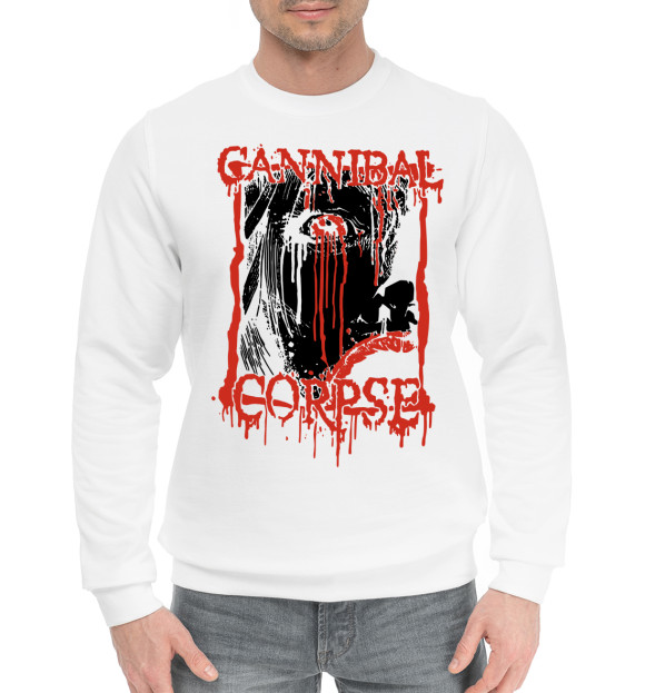 Мужской хлопковый свитшот с изображением Cannibal Corpse цвета Белый