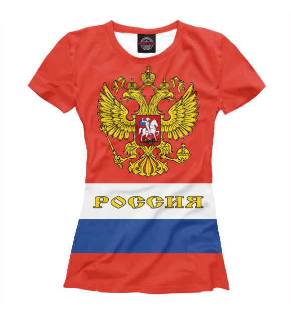 Футболка для девочек с изображением РОССИЯ цвета Белый