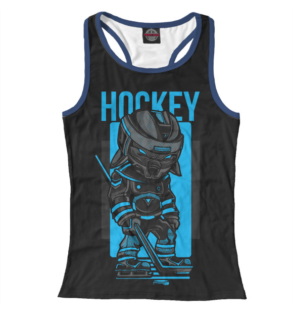 Женская майка-борцовка с изображением Хоккей цвета Белый