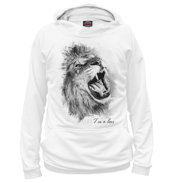 Женское худи с изображением Lion - Лев цвета Белый