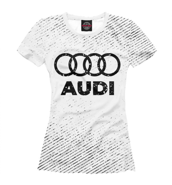 Футболка для девочек с изображением Audi гранж светлый цвета Белый