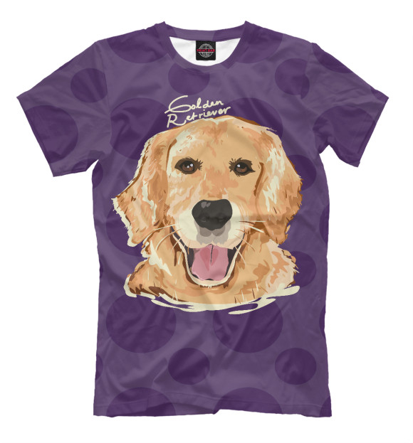 Футболка для мальчиков с изображением Golden retriever цвета Серый