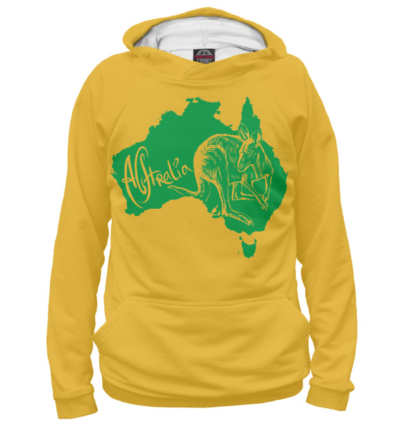 Мужское худи с изображением Австралия кенгуру цвета Белый